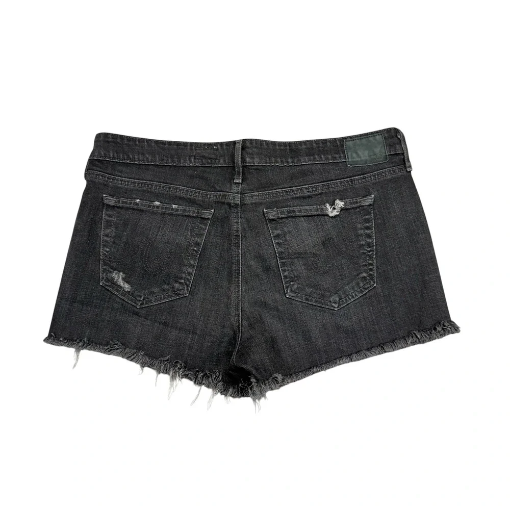 AG Adriano Goldschmied The Bonnie Relaxed Short Womens 31 Black Distressed Denim